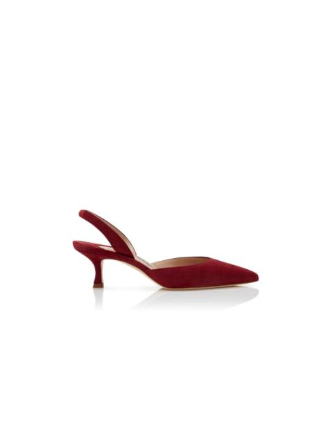 Dark Red Suede Slingback Pumps