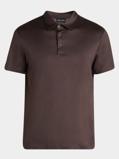 GIORGIO ARMANI Men's Silk and Cotton Polo Shirt