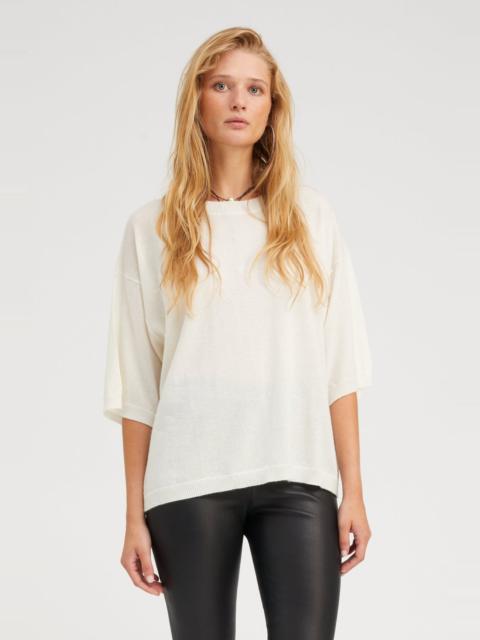SPRWMN CHALK CASHMERE BOXY T-SHIRT