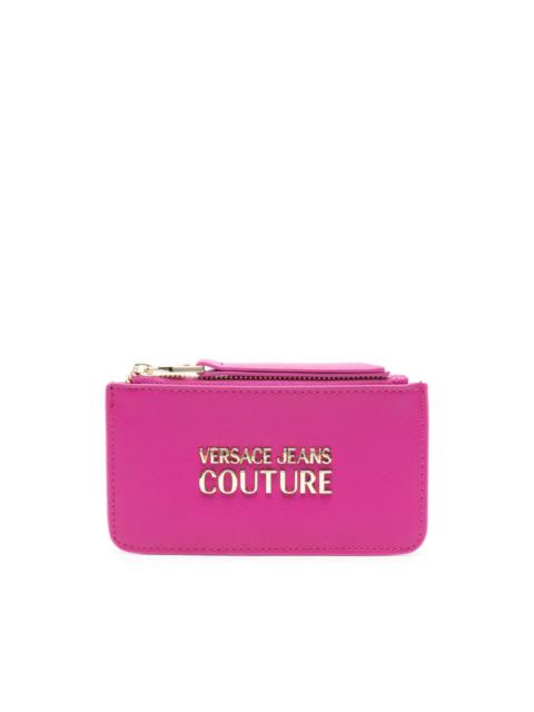VERSACE JEANS COUTURE logo-lettering faux-leather cardholder
