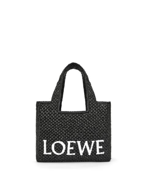 Loewe Small LOEWE Font Tote in raffia