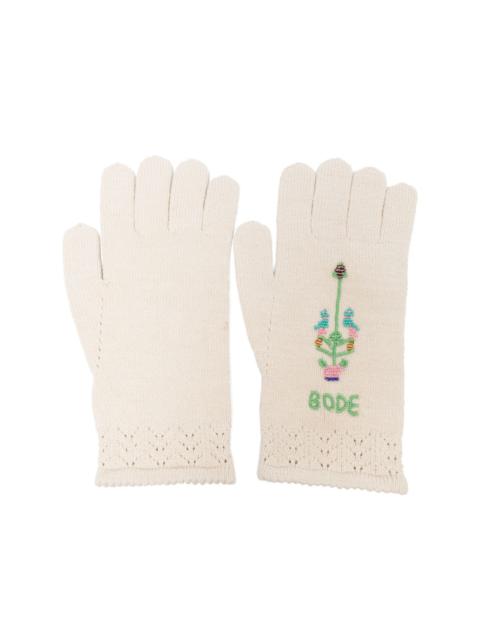 BODE logo-embroidered knitted gloves