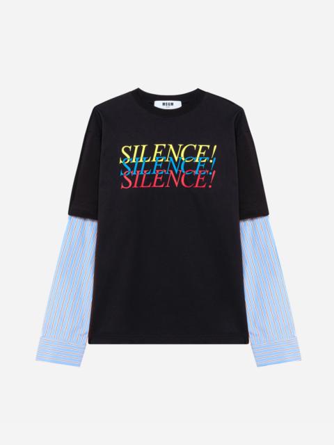 MSGM Layered jersey and poplin t-shirt