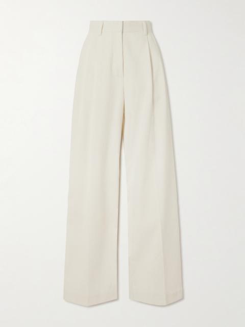 TOTEME Pleated Silk And Organic Cotton-blend Corduroy Wide-leg Pants