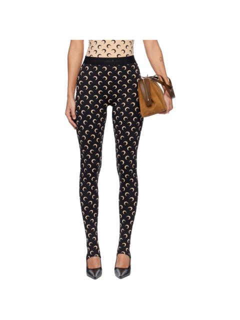 Marine Serre Black Recycled Moon Jersey Stirrup Leggings