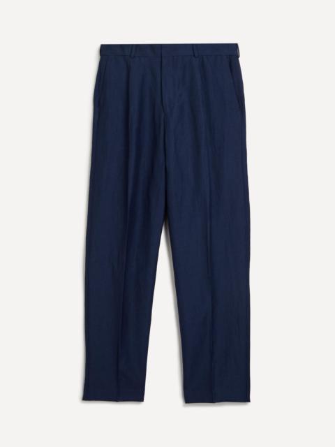 Navy Linen-Wool Chino Trousers