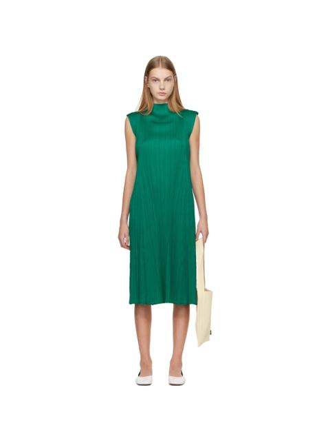 Pleats Please Issey Miyake Green Monthly Colors November Midi Dress