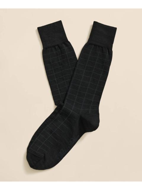 Brooks Brothers Wool-Blend Windowpane Socks