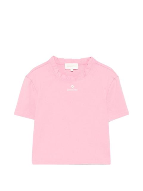 SHUSHU/TONG ruffle-trim logo-print T-shirt