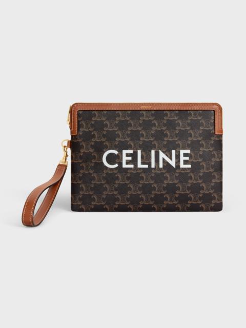 CELINE SMALL POUCH WITH STRAP celine signature in TRIOMPHE CANVAS WITH CELINE PRINT