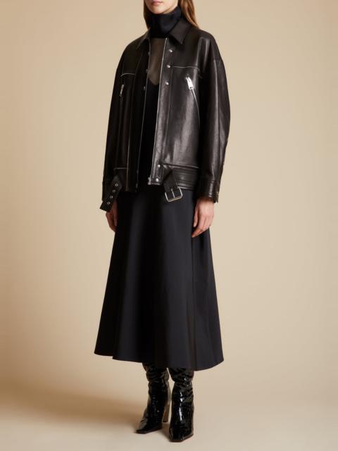 The Grizzo Jacket in Black Leather with Grommets– KHAITE