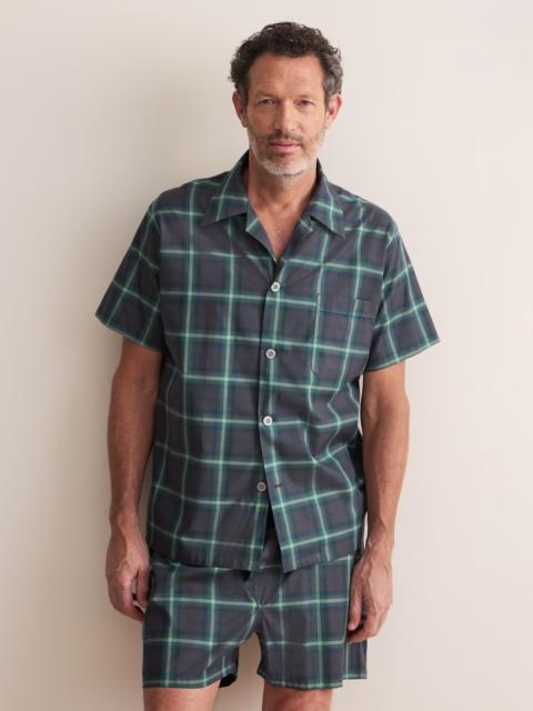 Derek Rose Barker Cotton Short Pajamas Charcoal & Green Check