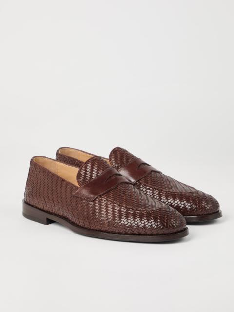 Brunello Cucinelli Braided calfskin penny loafers