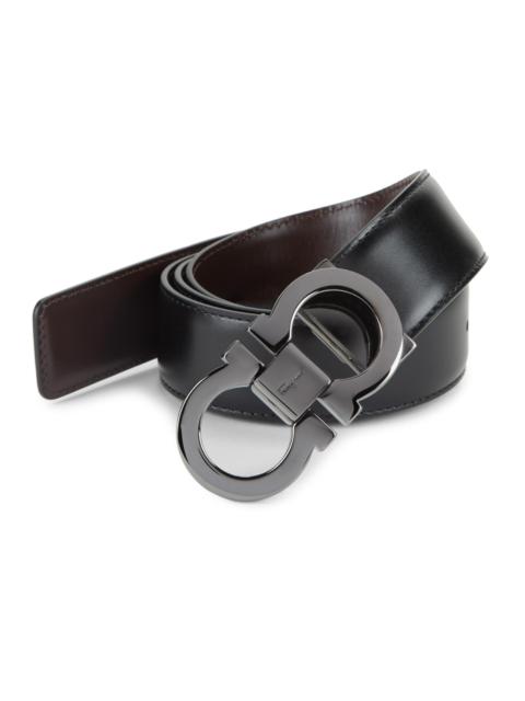 FERRAGAMO Men's Gancini Buckle Adjustable Cut-to-Size Reversible Belt - Nero