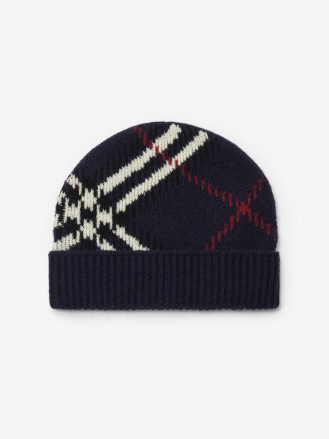 Burberry Check Cashmere Blend Beanie
