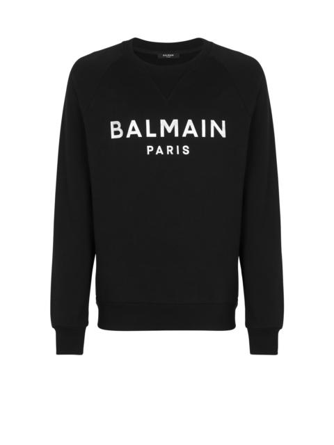 Balmain Sweatshirt in eco-responsible cotton with Balmain metallic logo print