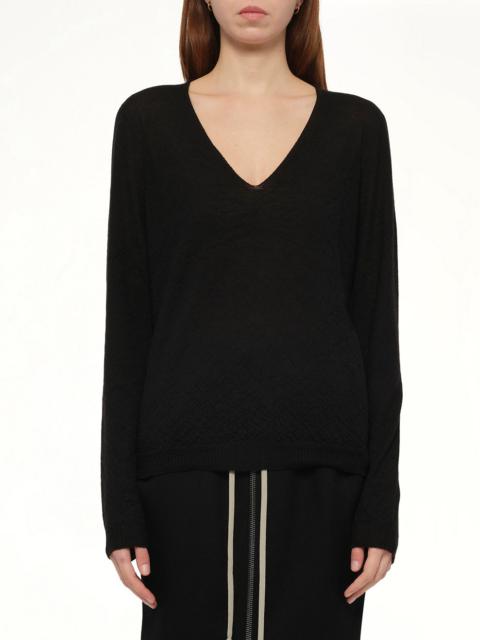 Rick Owens Cashmere V-Neck Pull in Black