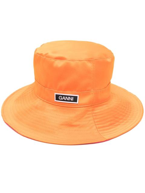 GANNI Orange Logo Patch Bucket Hat