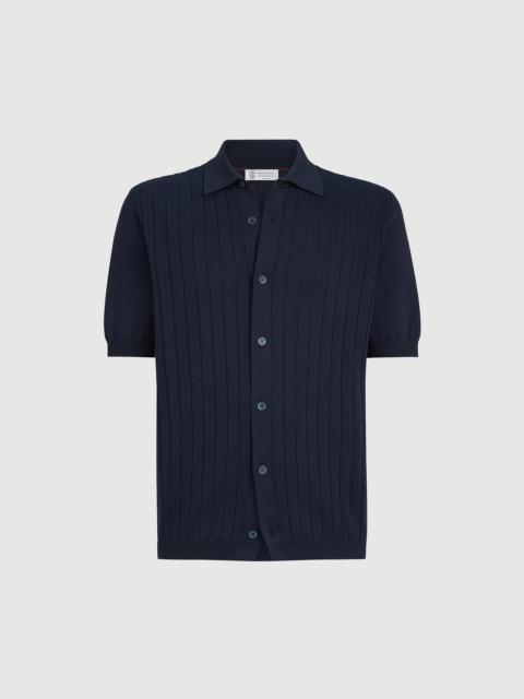 Brunello Cucinelli Cotton textured rib knit shirt