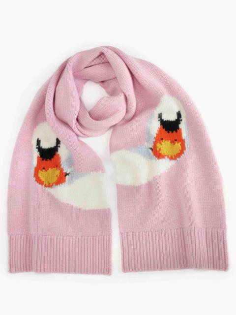 INTARSIA SCARF WITH SWAN MOTIF