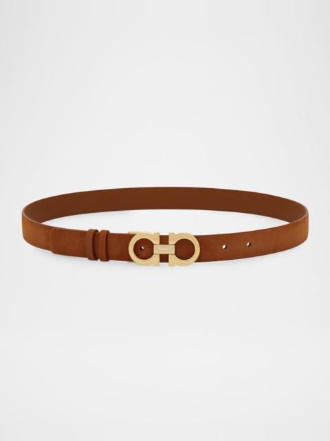 FERRAGAMO Donna Suede Double Gancini Belt