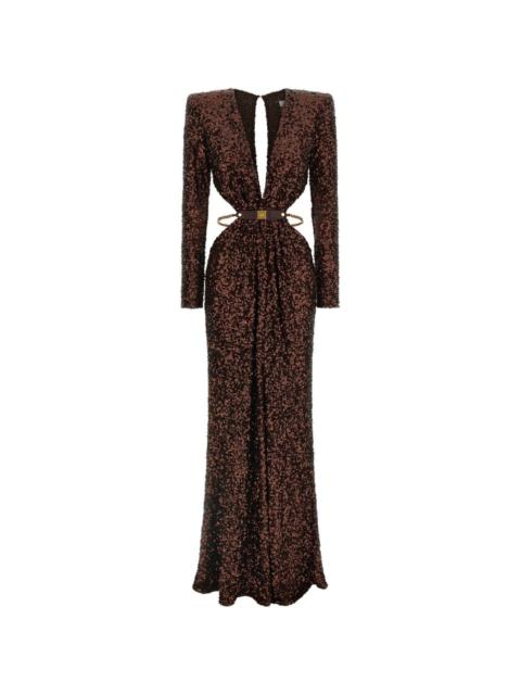 ELISABETTA FRANCHI sequined V-neck evening dress