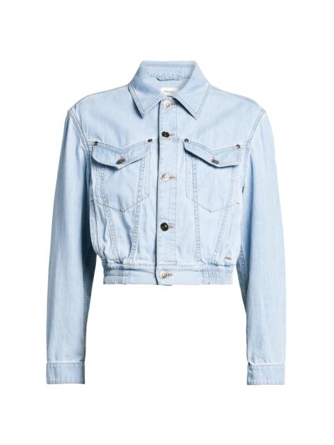 VERSACE Women's Denim Chambray Blouson Trucker Jacket - Light Blue