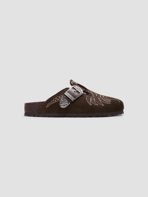 Etro Women's Birkenstock x Botanical Suede Boston Mules - Marrone