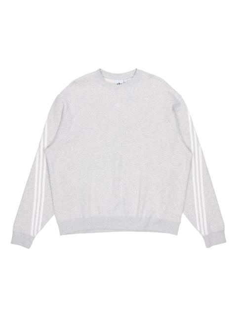 adidas Men's adidas originals Side Stripe Loose Round Neck Pullover Gray FM1520