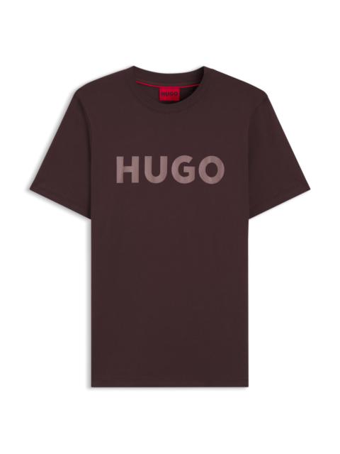 HUGO COTTON JERSEY T-SHIRT WITH LOGO PRINT