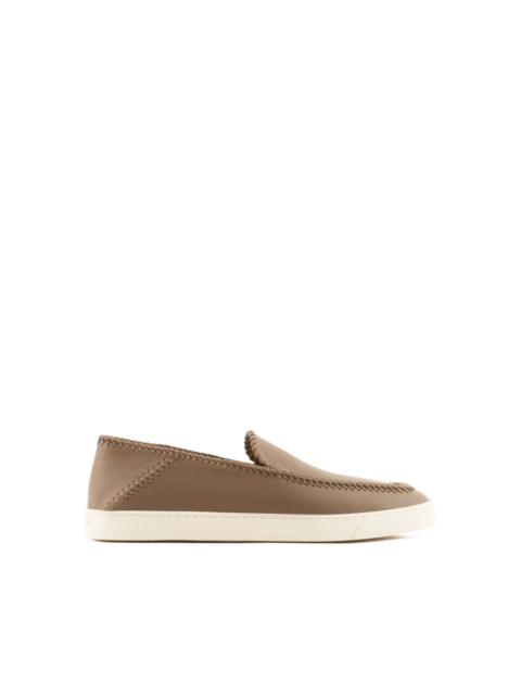 GIORGIO ARMANI whipstitch-embellished leather sneakers