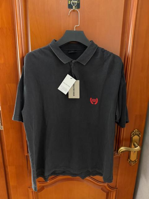 BALENCIAGA Balenciaga SS25 Black Wheat Ear Logo Short Sleeve Polo Shirt