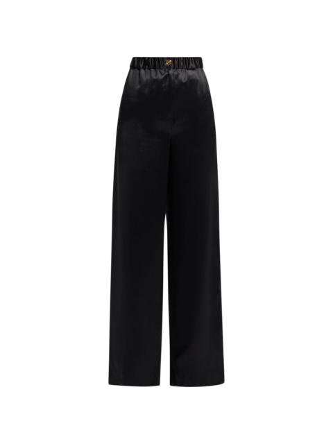 wide-leg silk trousers