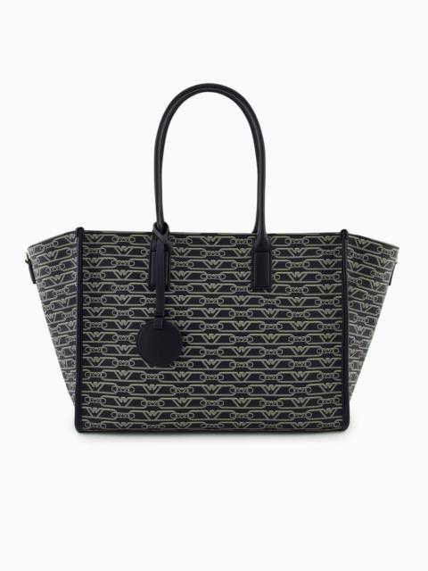 Medium shopper bag with all-over monogram print