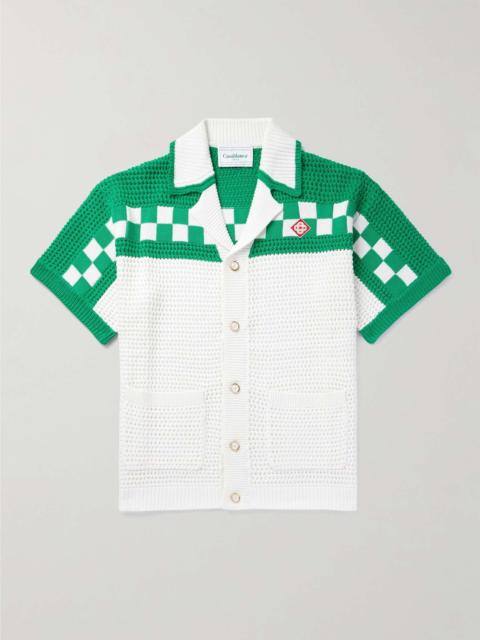 CASABLANCA Camp-Collar Logo-Appliquéd Checked Cotton Shirt