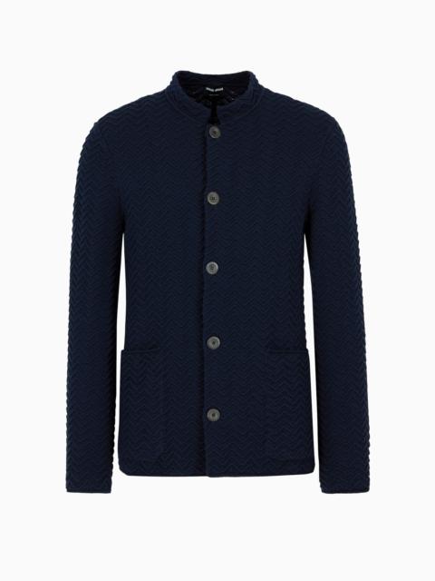 GIORGIO ARMANI Single-breasted jacket in chevron Ottoman wool