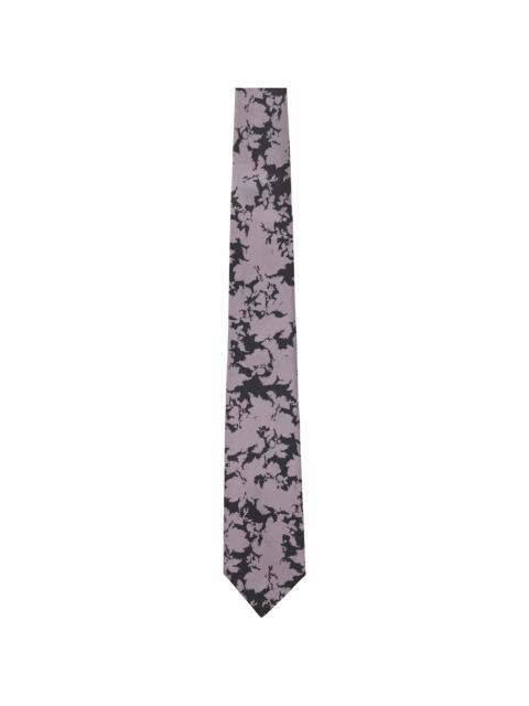 Dries Van Noten Purple & Black Printed Silk Tie