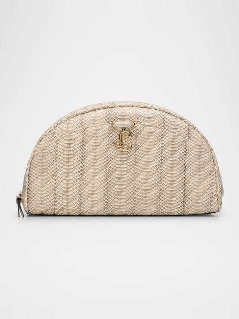 JIMMY CHOO Avenue Quilted Snakeskin-Print Leather Pouch