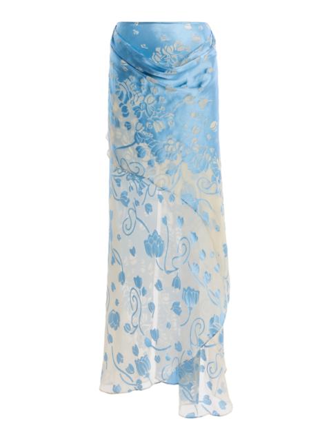 CHRISTOPHER ESBER Exclusive Draped Burnout Maxi Skirt blue