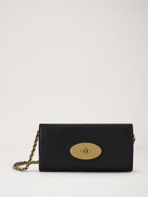 Mulberry Lily Chain Wallet Black Small Classic Grain