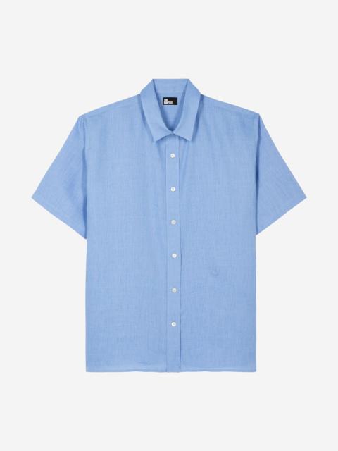 The Kooples SHORT-SLEEVED BLUE LINEN SHIRT