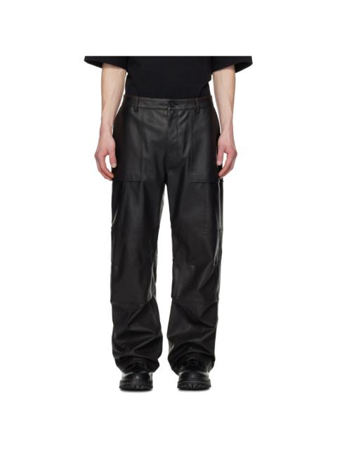 JUUN.J Juun. J Black Knee Tuck Faux-Leather Pants