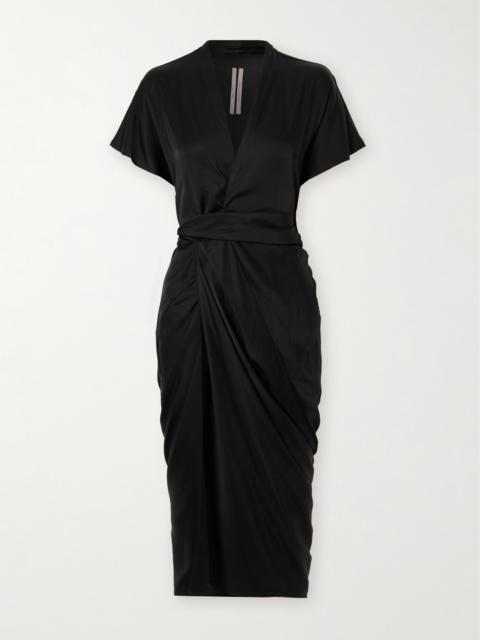 Rick Owens Draped Satin Midi Wrap Dress