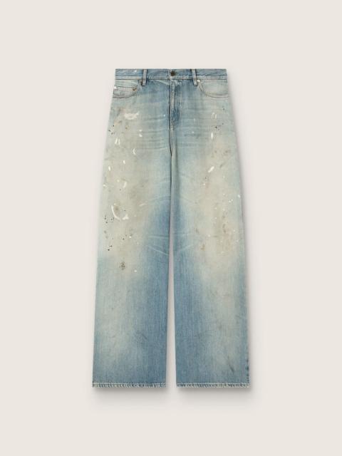 Golden Goose Women's jeans in light blue denim with Golden embroidered logo
