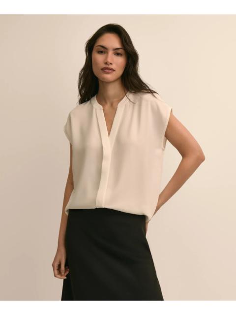 Brooks Brothers Band Collar Button-Front Blouse