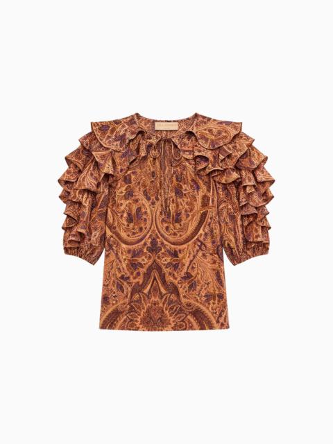 ULLA JOHNSON Josephine Short Sleeve Silk Top