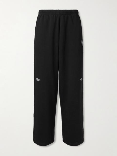 BALENCIAGA Wide-Leg Logo-Print Appliquéd Cotton-Jersey Sweatpants