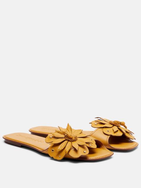 Zimmermann Brightside floral-appliqué leather sandals
