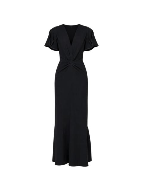 Victoria Beckham V-neck ruffle midi dress