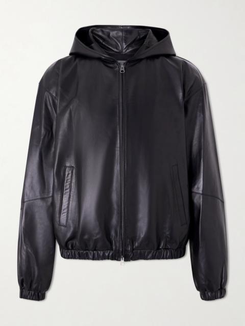 AMOMENTO Leather Hooded Jacket